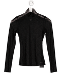 FINESSE Black Sheer Lace Long Sleeve Top UK XS - Reliked