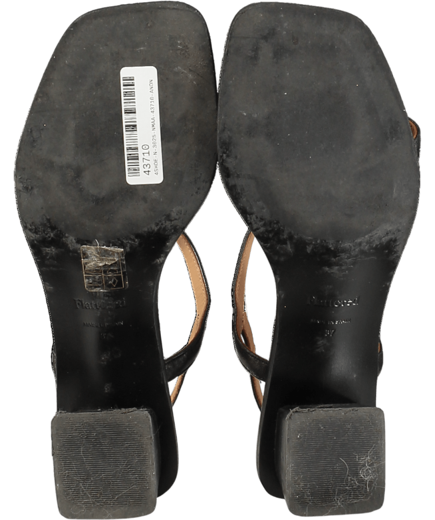 Flattered Black Juno Leather Heeled Sandals UK 4 EU 37 👠 - Reliked