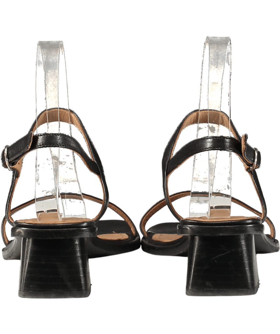 Flattered Black Juno Leather Heeled Sandals UK 4 EU 37 👠 - Reliked
