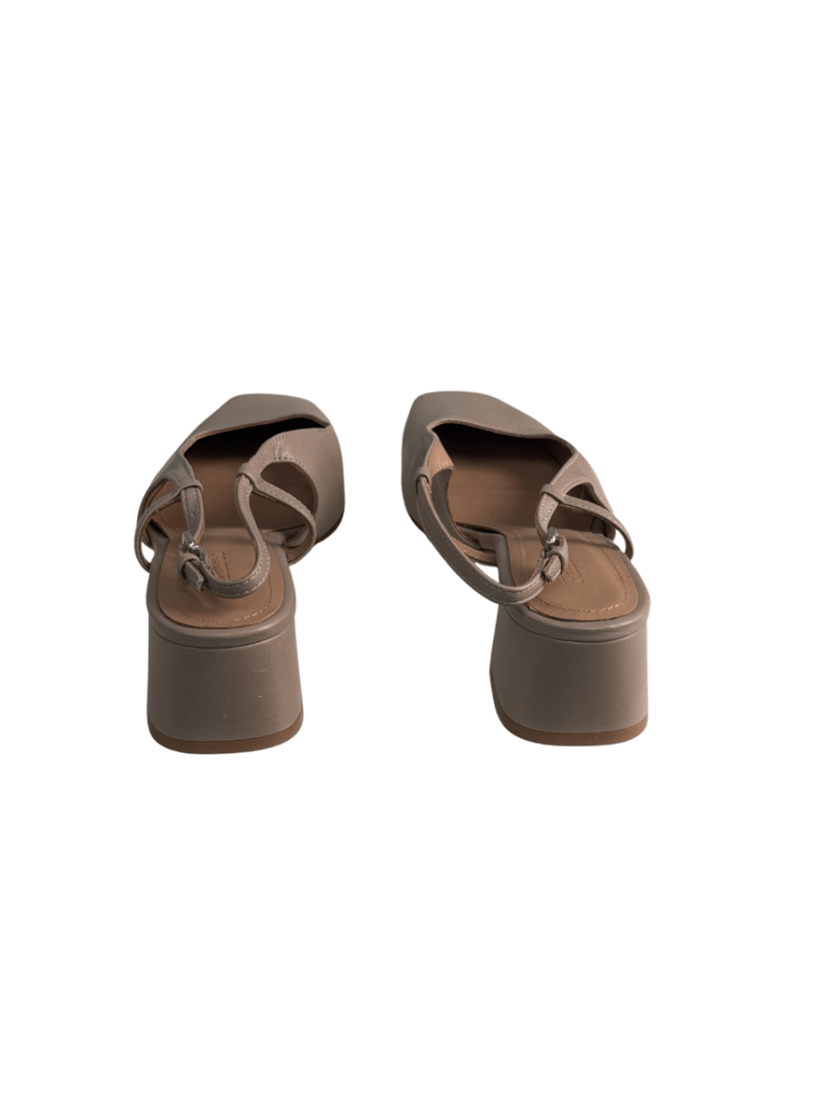 Flattered Elin Leather Beige Slingback Shoes UK 7 EU 40 👠 - Reliked