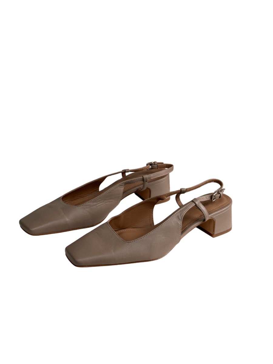 Flattered Elin Leather Beige Slingback Shoes UK 7 EU 40 👠 - Reliked