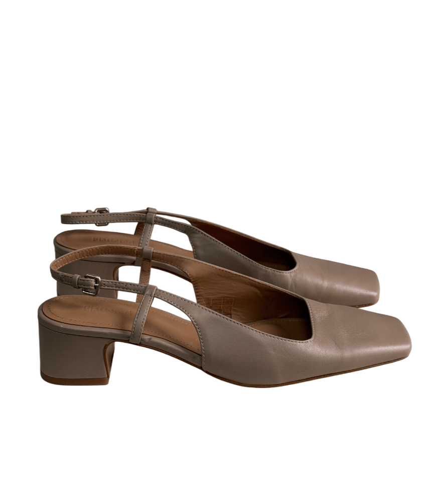 Flattered Elin Leather Beige Slingback Shoes UK 7 EU 40 👠 - Reliked