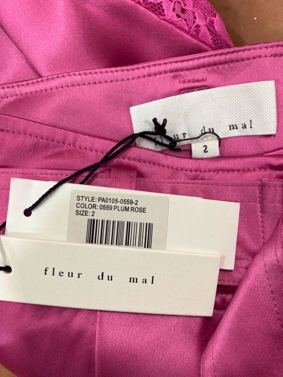 Fleur du Mal Plum Rose Silk Trousers UK XS - Reliked