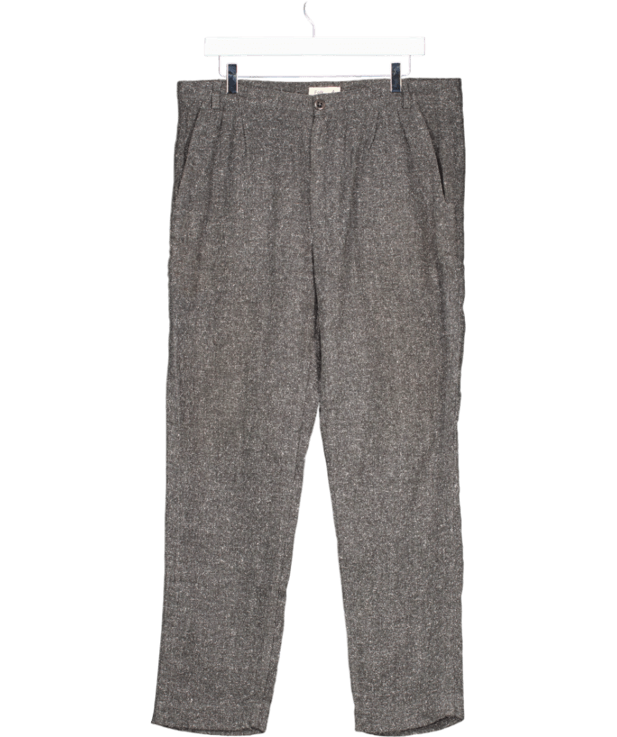 FOLK CLOTHING Grey Tweed Tapered Trousers Sz4 UK 14 - Reliked