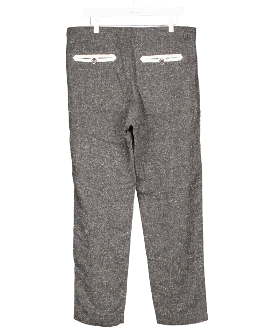 FOLK CLOTHING Grey Tweed Tapered Trousers Sz4 UK 14 - Reliked