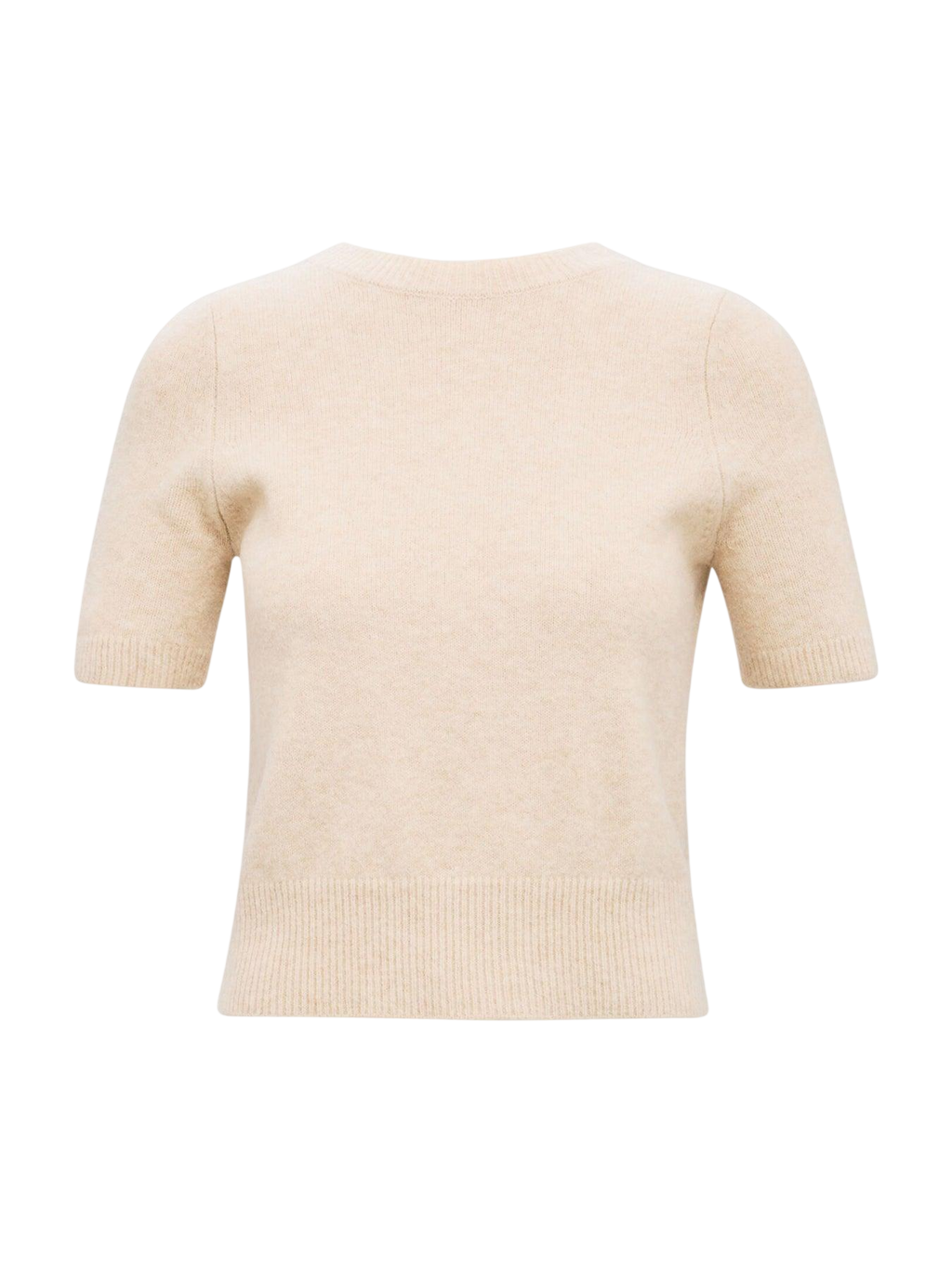 FOREVER NEW Beige Short Sleeve Knitted T-shirt Oatmilk UK S
