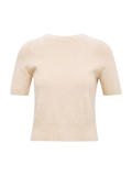 FOREVER NEW Beige Short Sleeve Knitted T-shirt Oatmilk UK S