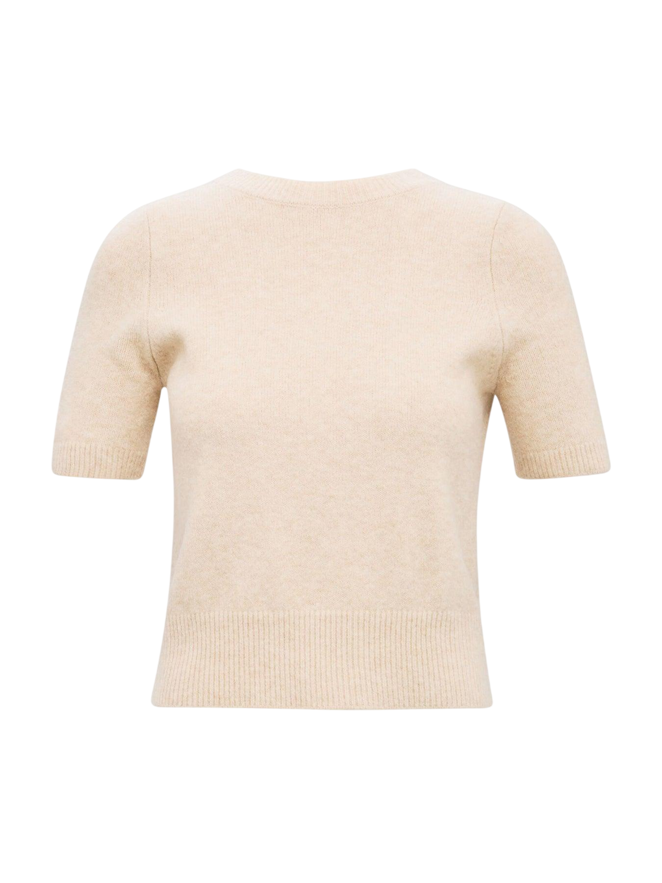 FOREVER NEW Beige Short Sleeve Knitted T-shirt Oatmilk UK S
