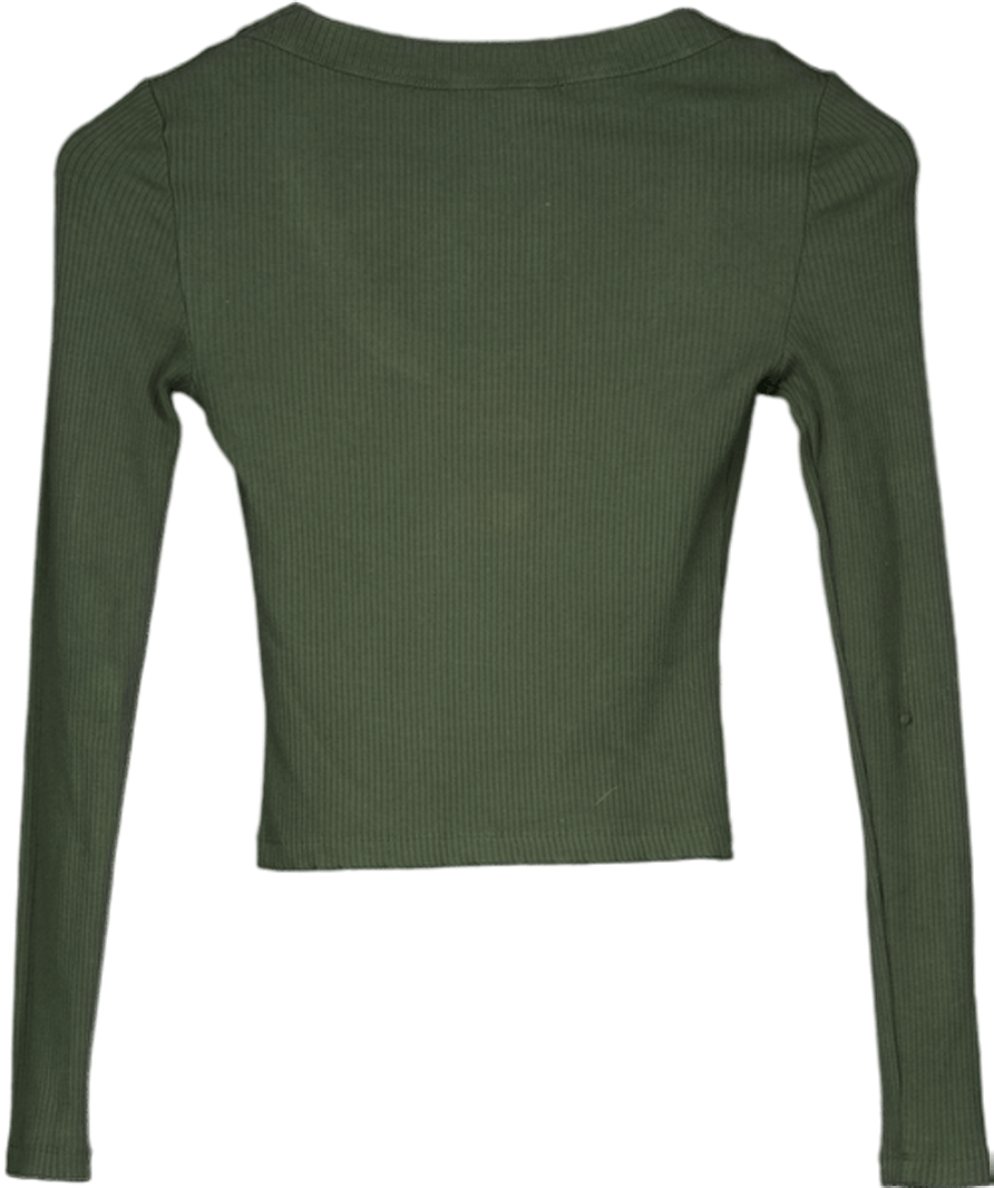 FOREVER NEW Green Long - sleeve Top UK XXS - Reliked