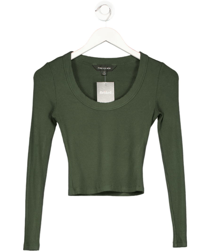 FOREVER NEW Green Long - sleeve Top UK XXS - Reliked