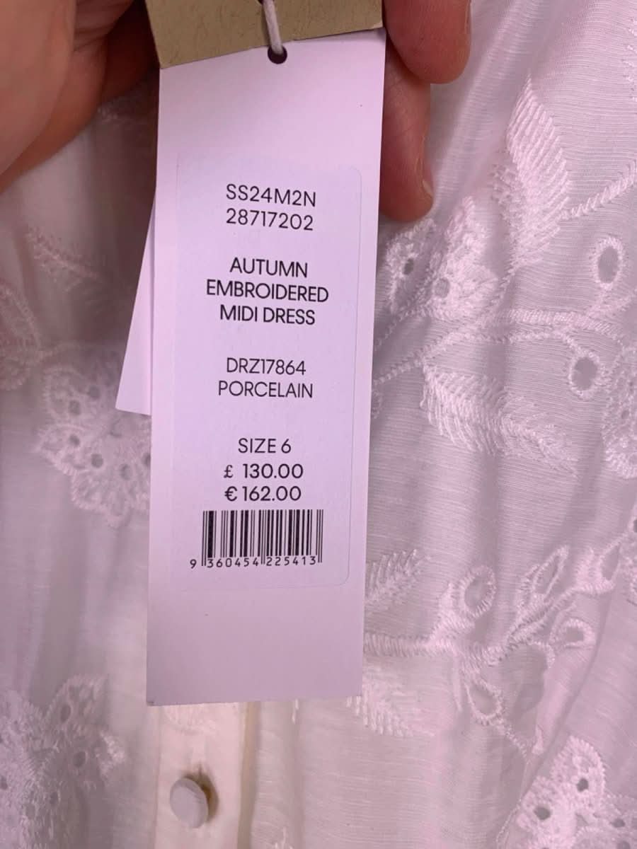 Forever New Porcelain Autumn Embroidered Midi Dress UK 6 - Reliked