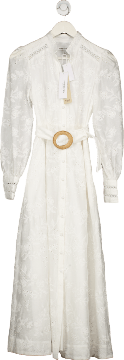Forever New Porcelain Autumn Embroidered Midi Dress UK 6 - Reliked