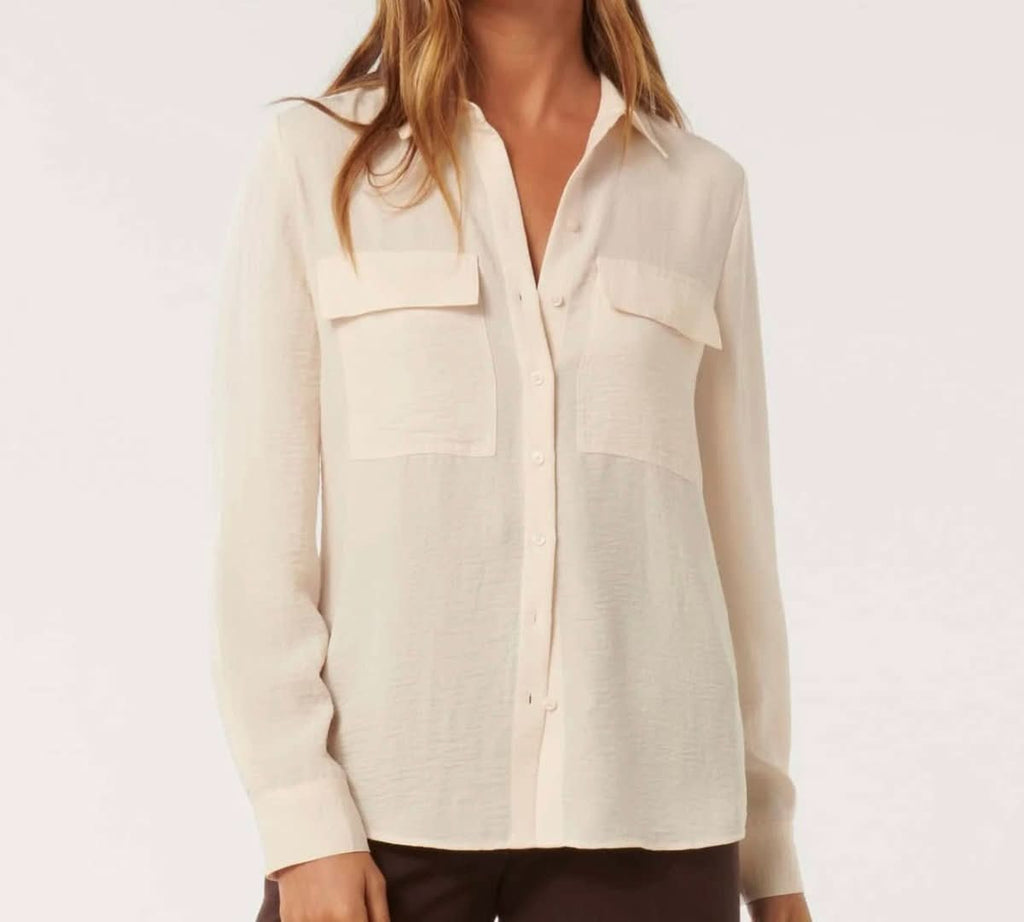 Forever New Porcelain Kelsey Long Sleeve Shirt UK 12 - Reliked