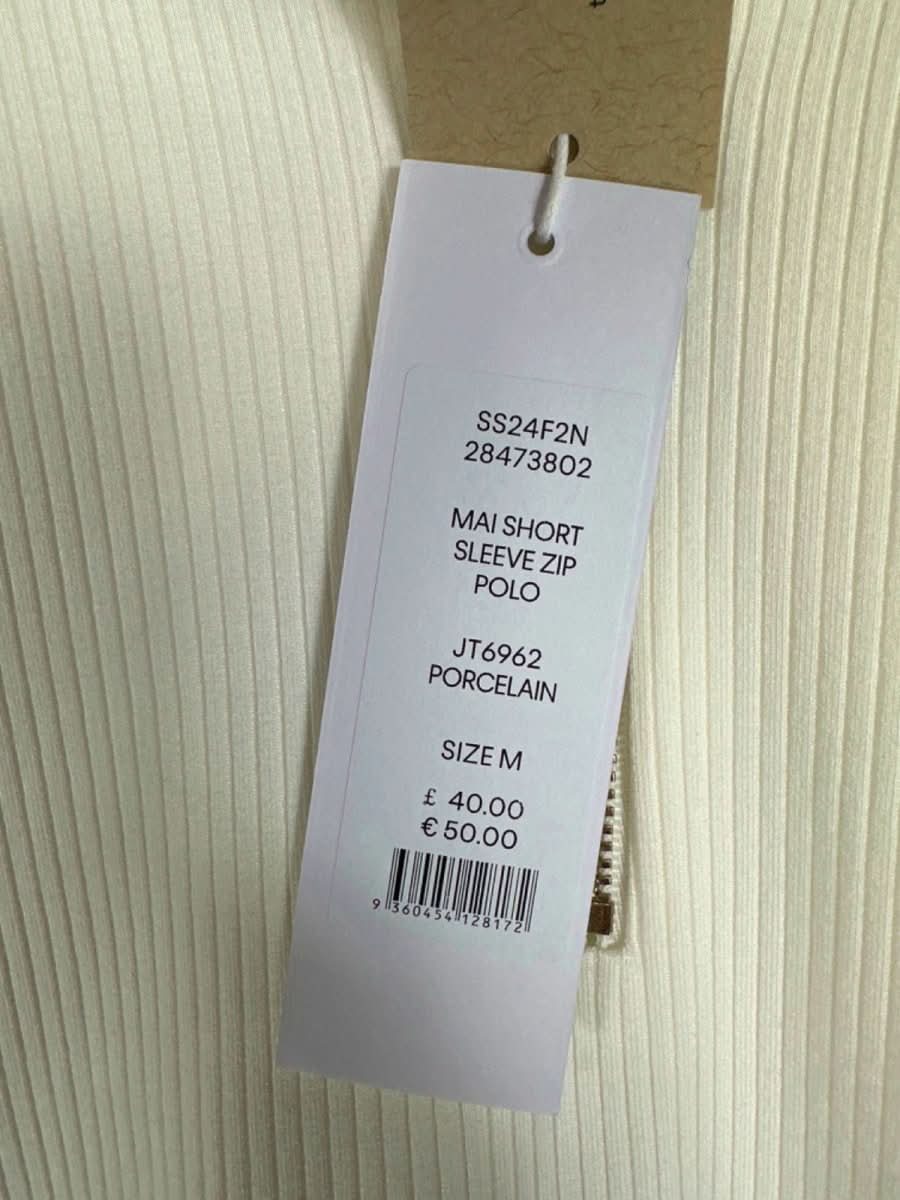 Forever New Porcelain Mai Short Sleeve Zip Polo UK M - Reliked