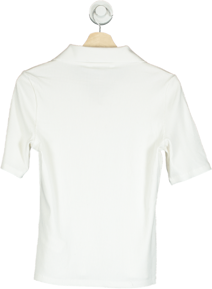 Forever New Porcelain Mai Short Sleeve Zip Polo UK M - Reliked