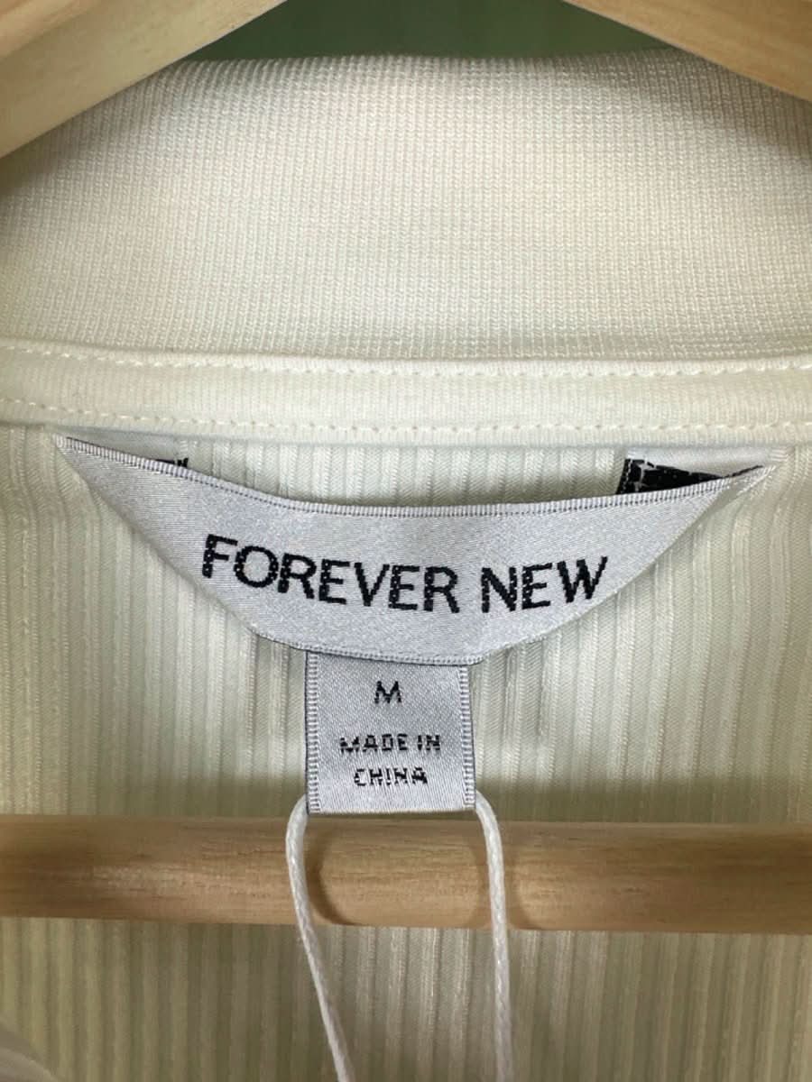 Forever New Porcelain Mai Short Sleeve Zip Polo UK M - Reliked
