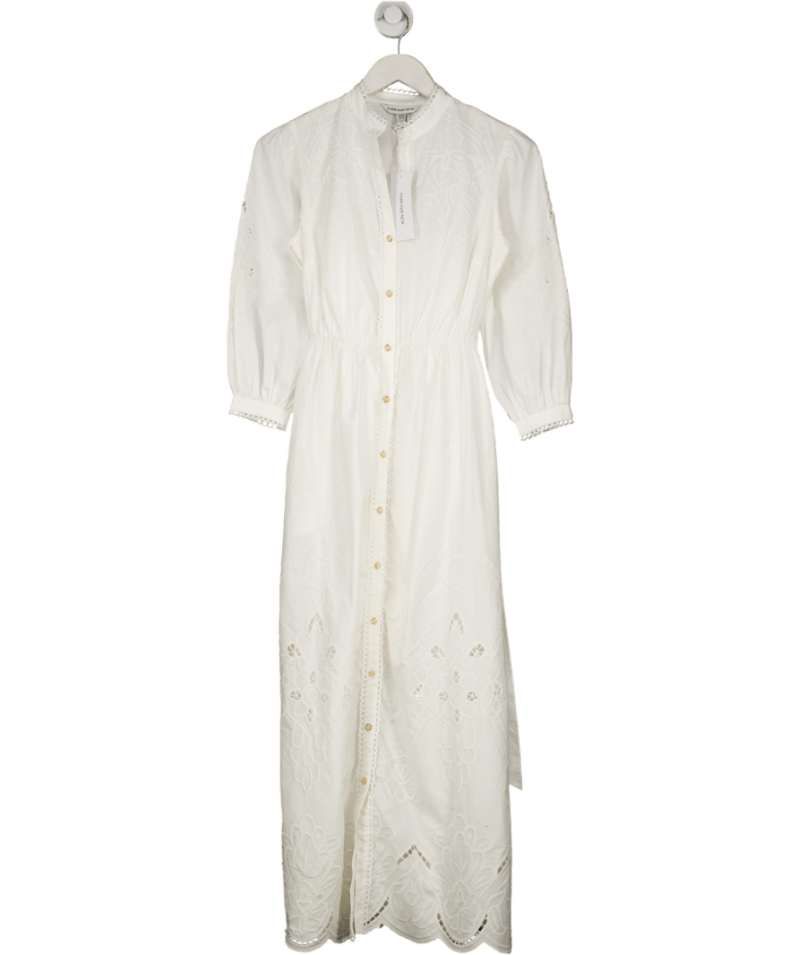 FOREVER NEW White 100% Cotton Aisha Broderie Midi Dress UK 6 - Reliked