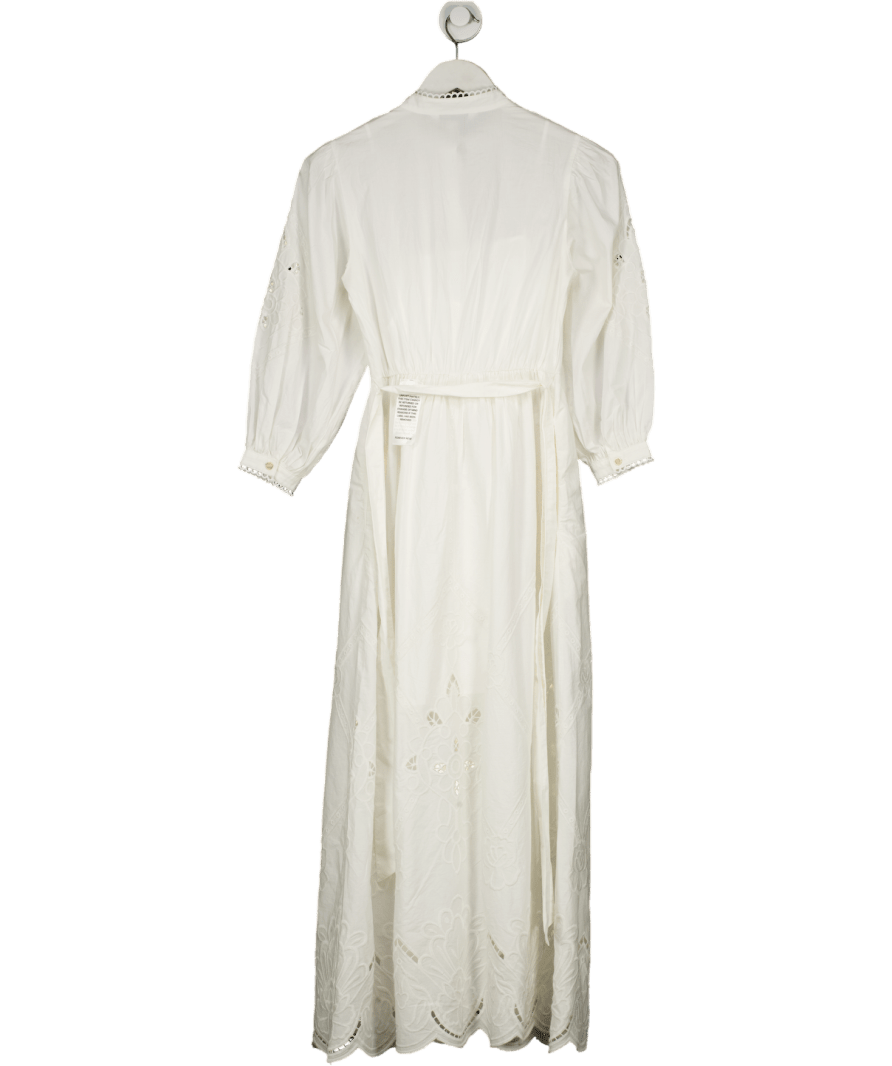 FOREVER NEW White 100% Cotton Aisha Broderie Midi Dress UK 6 - Reliked