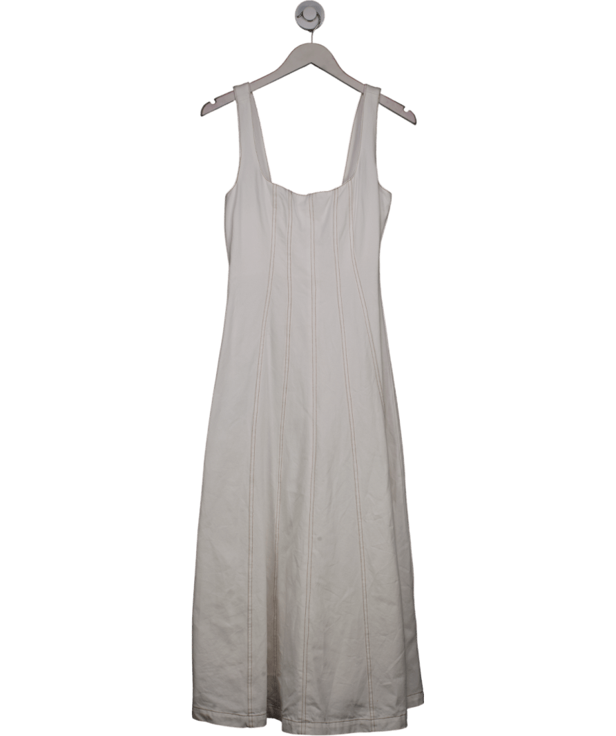 FOREVER NEW White Denim Midi Dress With Contrast Stitching UK 8 - Reliked