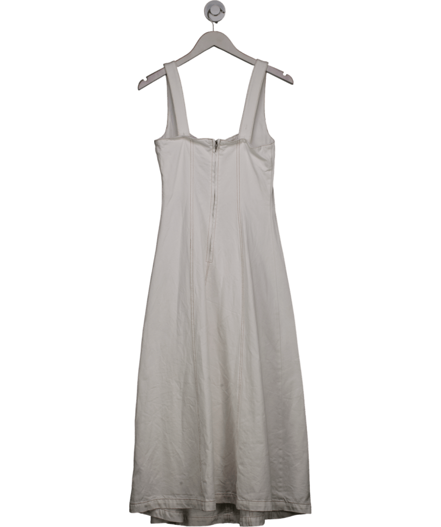FOREVER NEW White Denim Midi Dress With Contrast Stitching UK 8 - Reliked