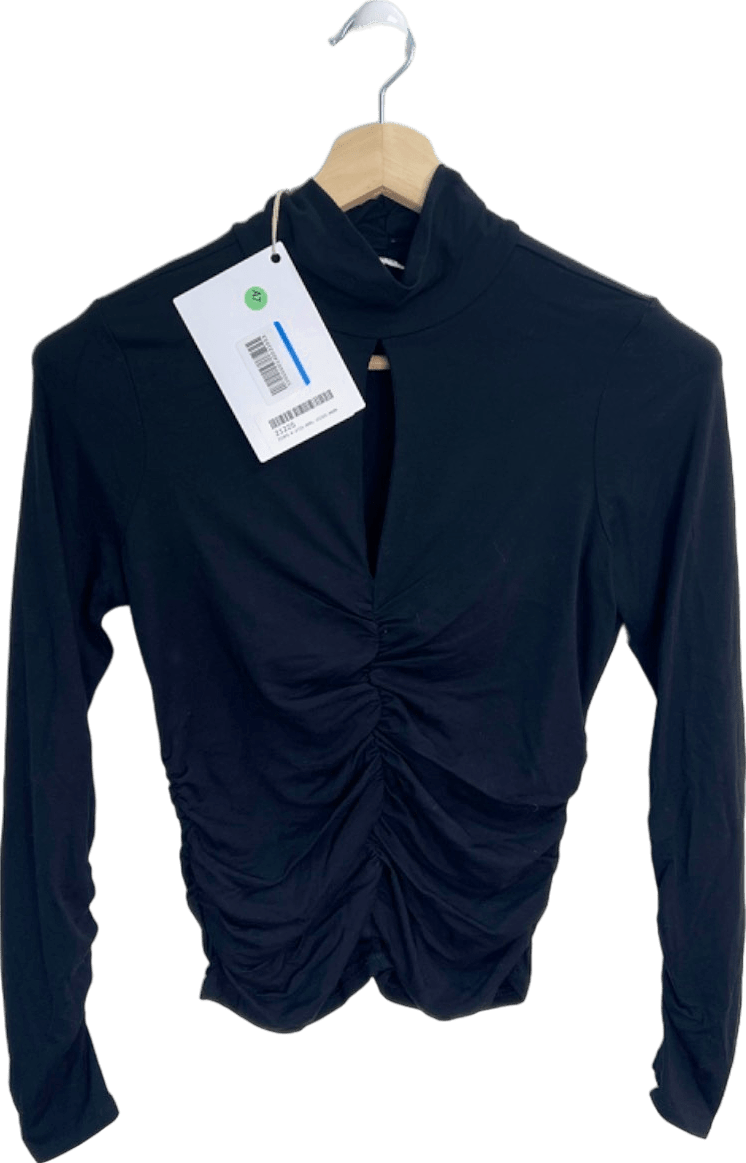 FRAME Black Ruched felicity Long Sleeve Top M - Reliked