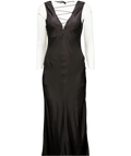 FRAME Black Satin Lace Front Midi Dress UK S - Reliked