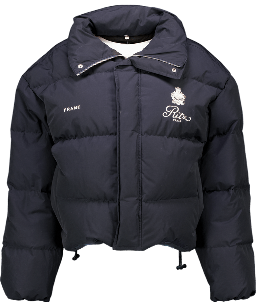 FRAME Blue X Ritz Paris Navy Blue embroidered Quilted Padded Shell Jacket UK XS/S - Reliked
