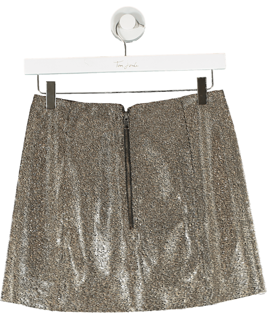 FRAME Metallic Gold Rhinestone Mini Skirt Sz0 UK 4 - Reliked