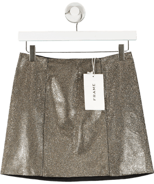 FRAME Metallic Gold Rhinestone Mini Skirt Sz0 UK 4