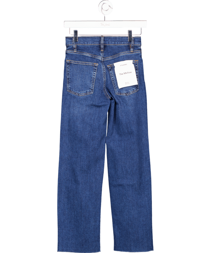 FRAME Mid Blue The Mellow Mid - rise Crop Straight - leg Jeans W24 - Reliked