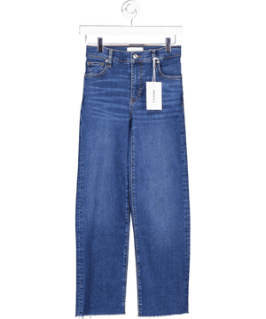 FRAME Mid Blue The Mellow Mid-rise Crop Straight-leg Jeans W24
