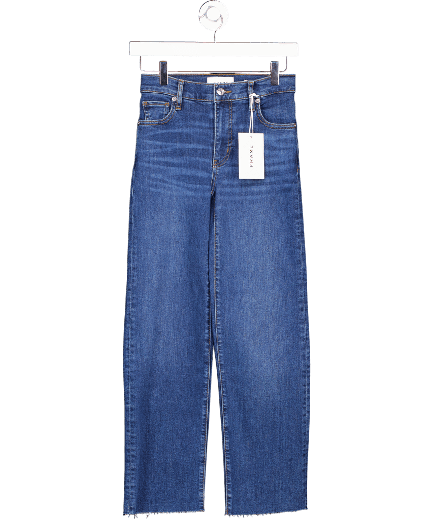 FRAME Mid Blue The Mellow Mid - rise Crop Straight - leg Jeans W24 - Reliked