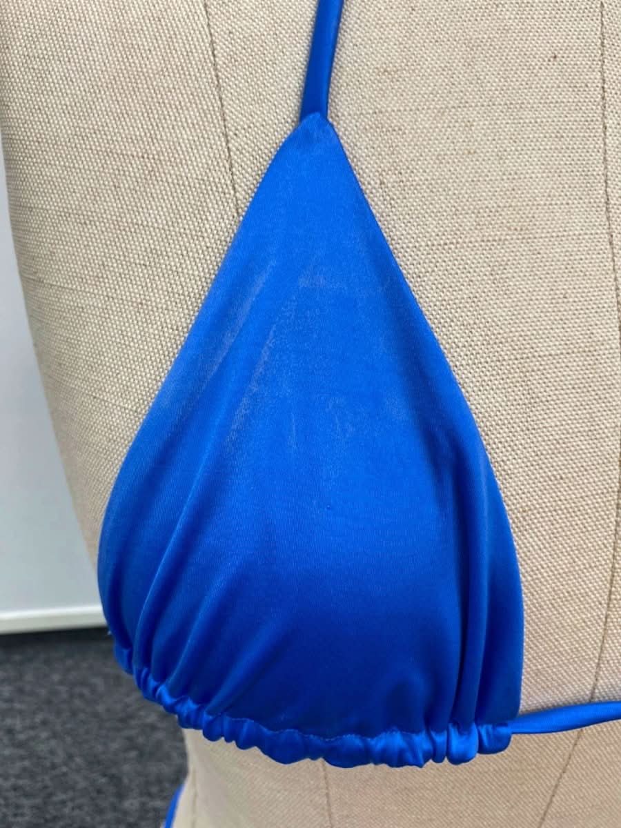 Frankies Bikinis Blue Naomi Bikini Set Top XS Bottoms S - Reliked