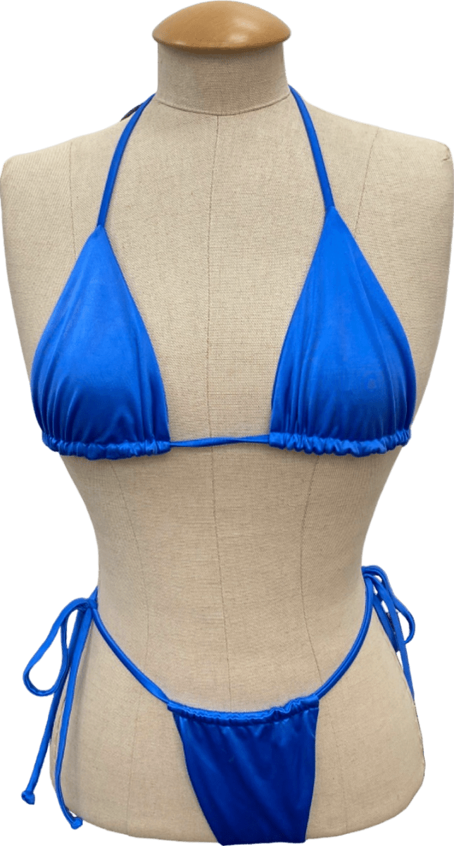 Frankies Bikinis Blue Naomi Bikini Set Top XS Bottoms S - Reliked