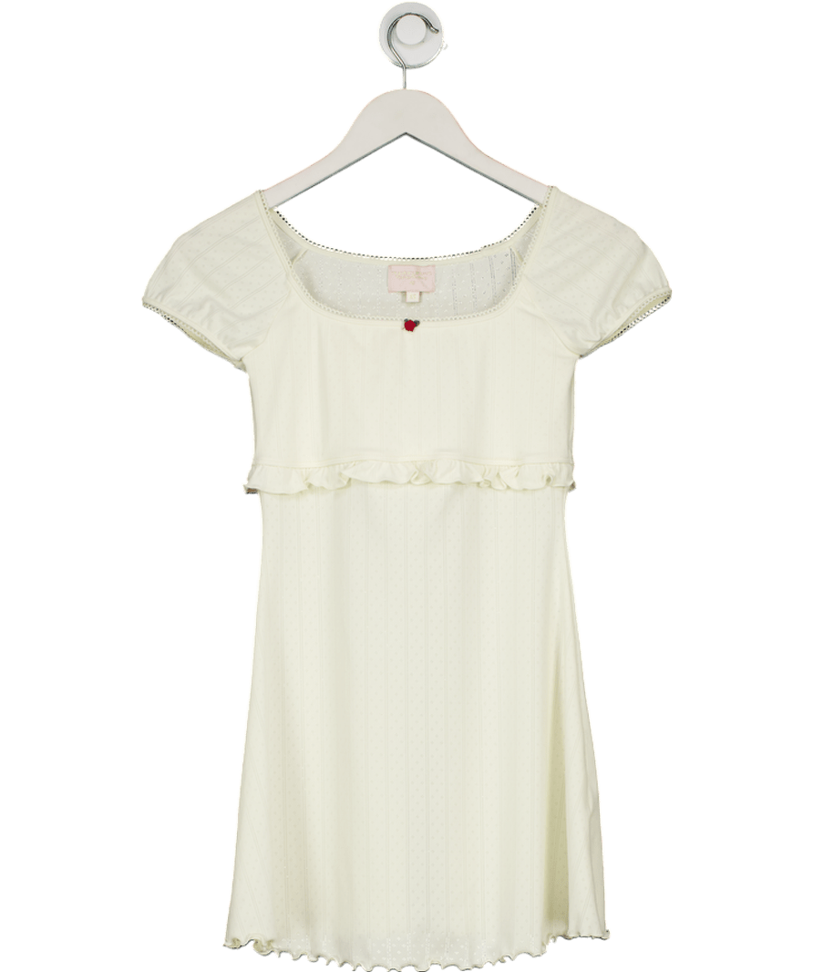 Frankies Bikinis Cream Pointelle Mini Dress UK XS - Reliked