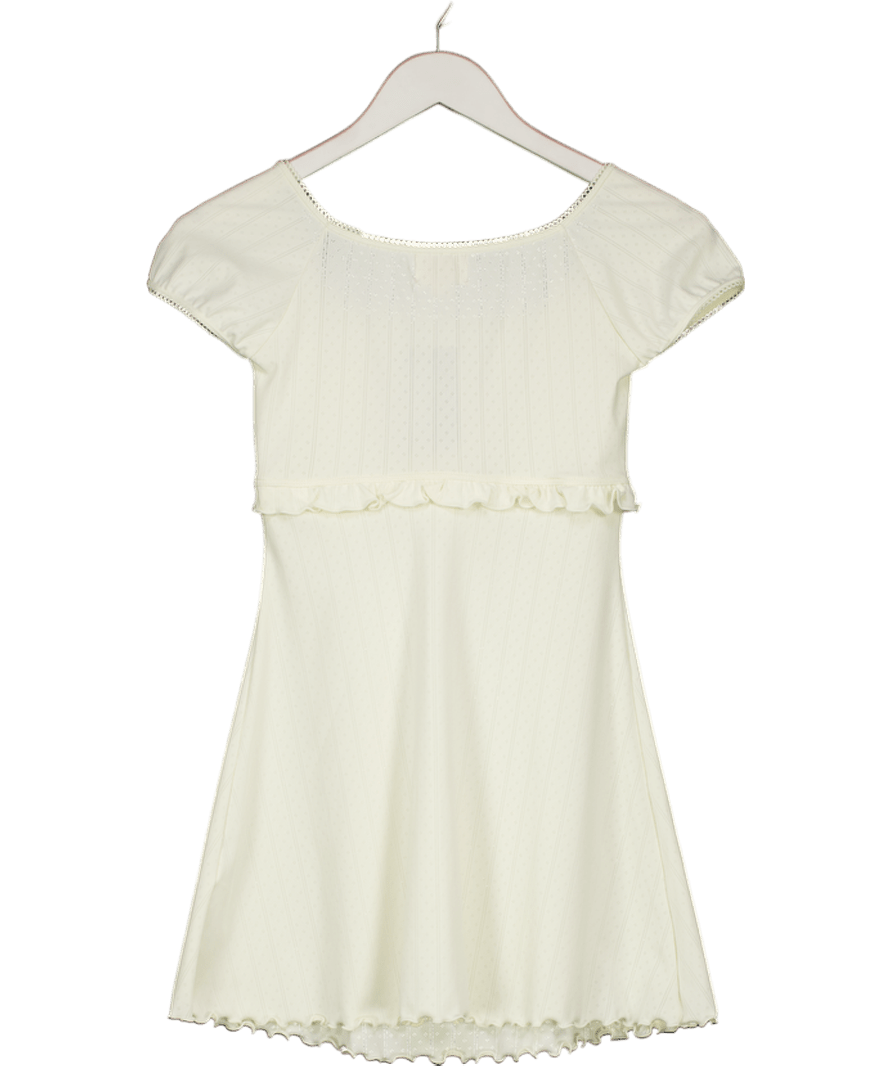 Frankies Bikinis Cream Pointelle Mini Dress UK XS - Reliked
