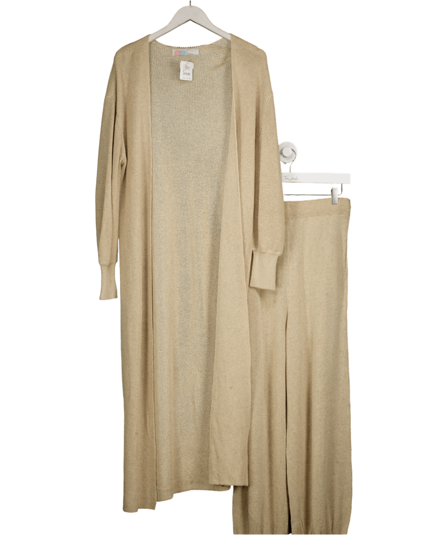 Free People Beige Beach Living In This Sweater 3 - piece Co - ord Set UK S - Reliked