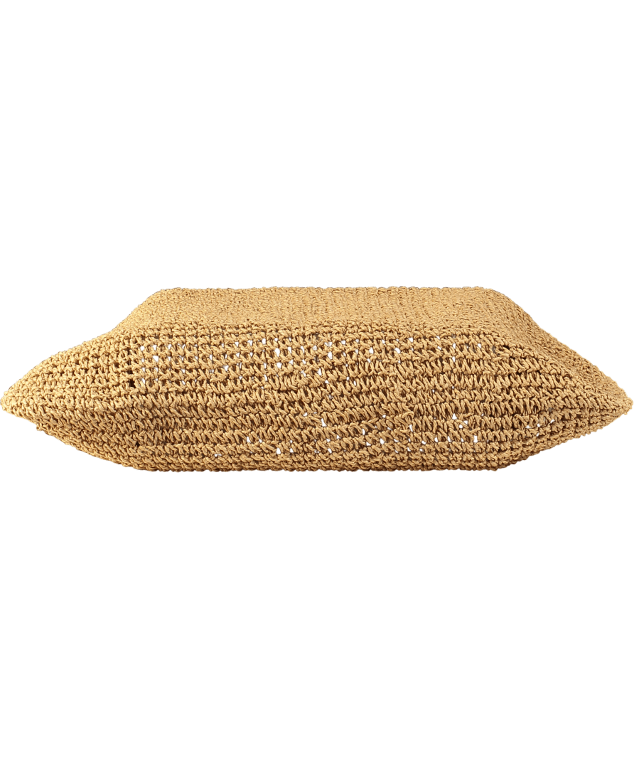 Free People Beige Coastal Crush Straw Tote Bag With Charms - Reliked