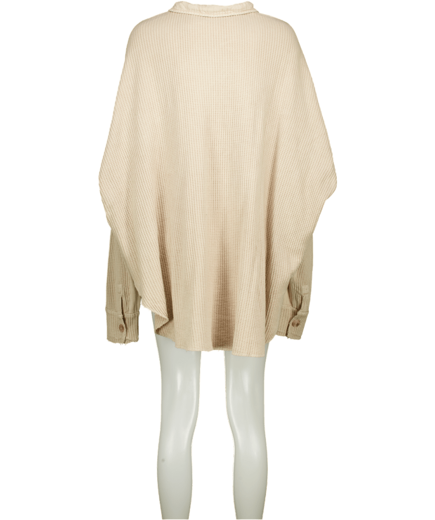 Free People Beige One Scout Oversized Waffle Shacket UK L - Reliked