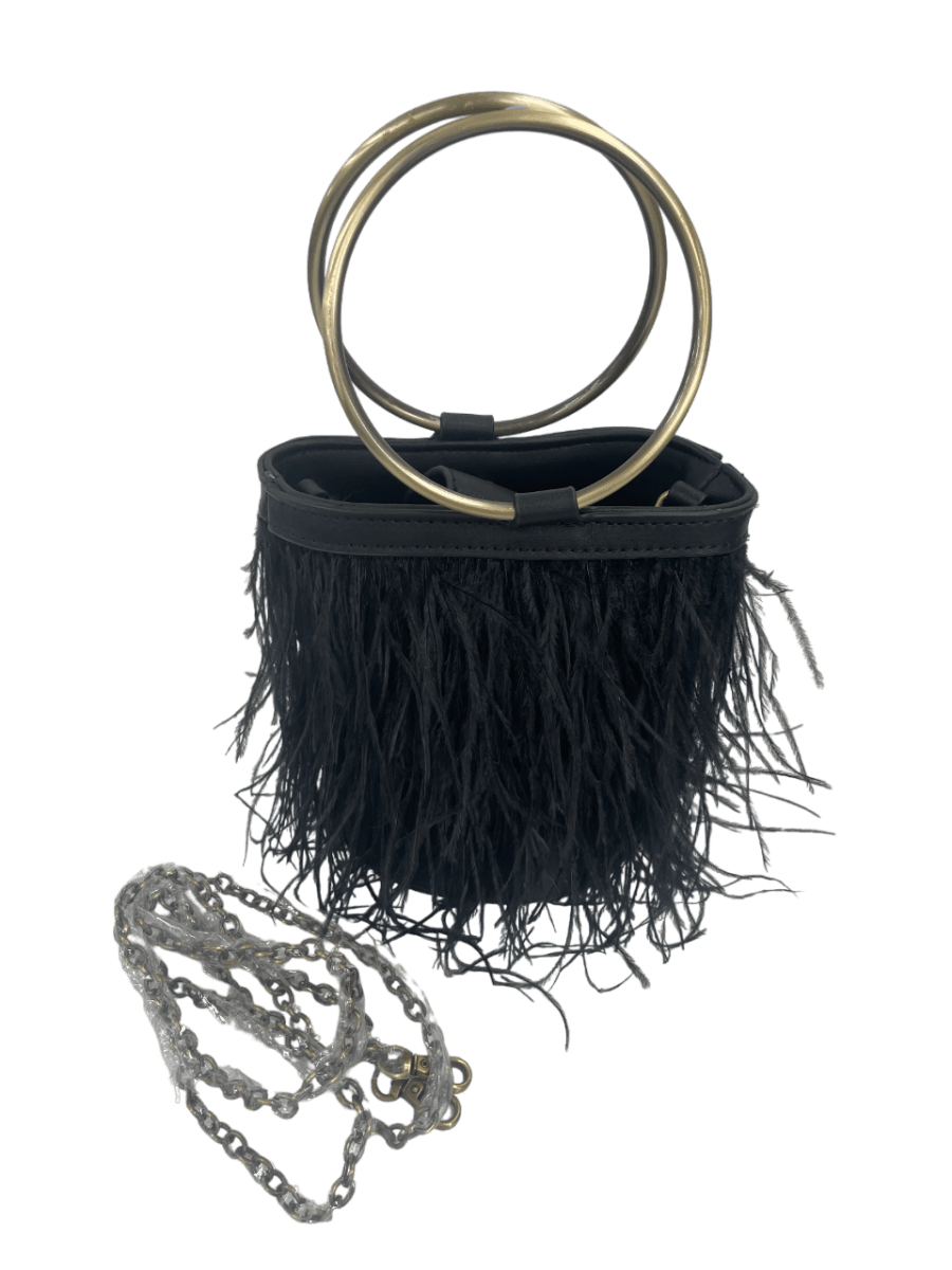 Free People Black Feather Bucket Bag - Reliked