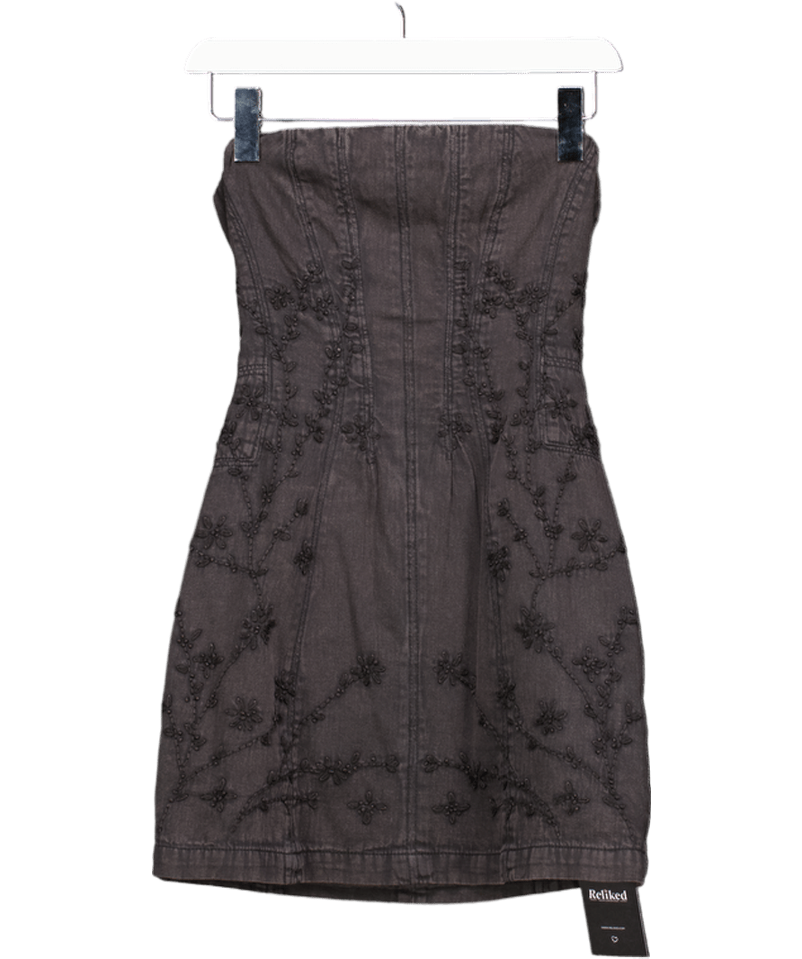 Free People Black Moonflower Mini Dress UK XS - Reliked Free People Black Moonflower Mini Dress UK XS - Reliked