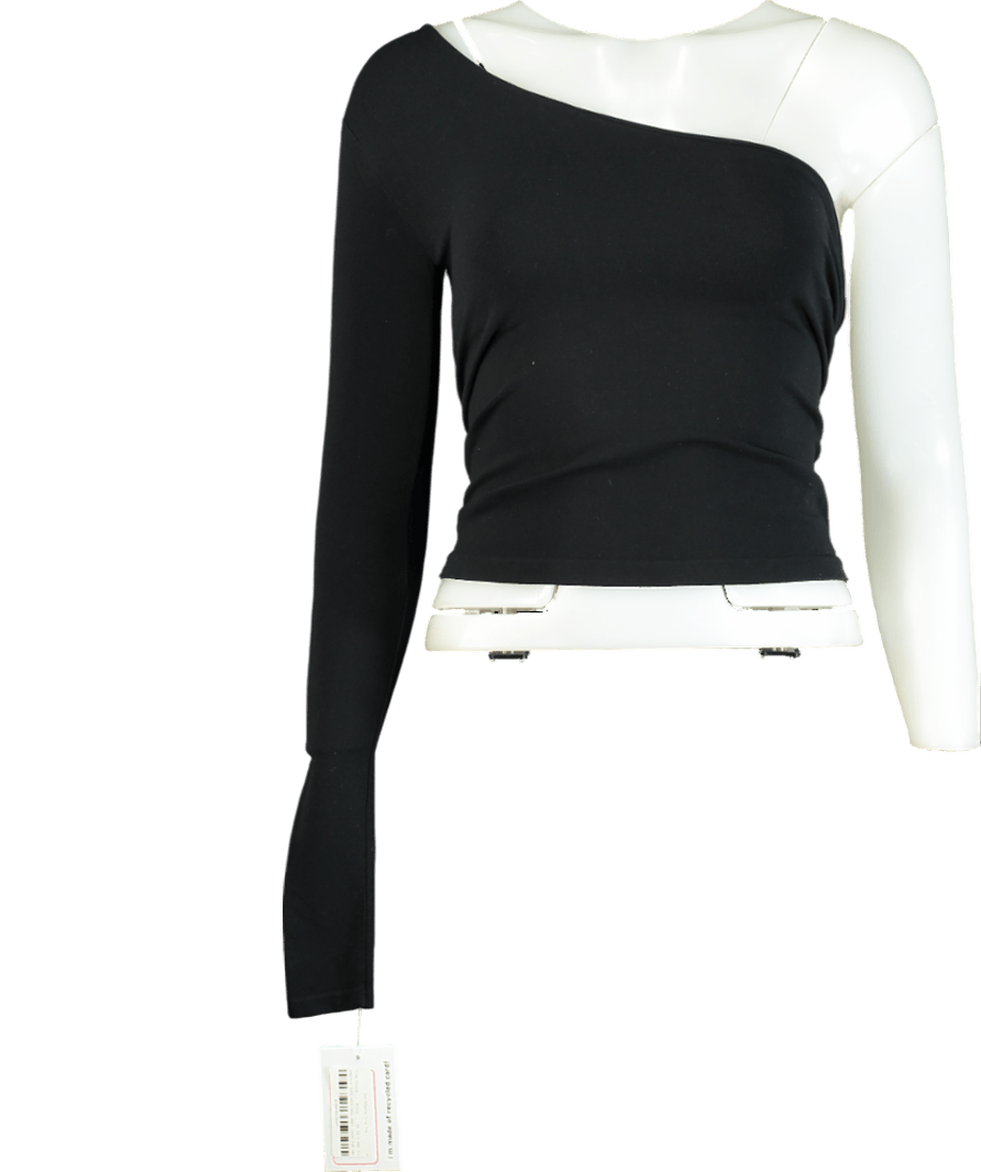 Free People Black One Sleeve Crop Top UK XS/S - Reliked