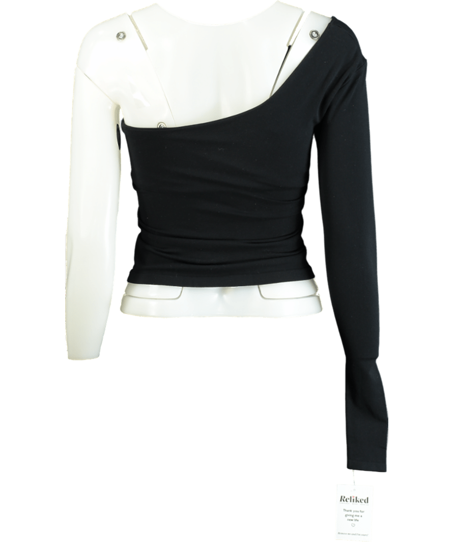 Free People Black One Sleeve Crop Top UK XS/S - Reliked