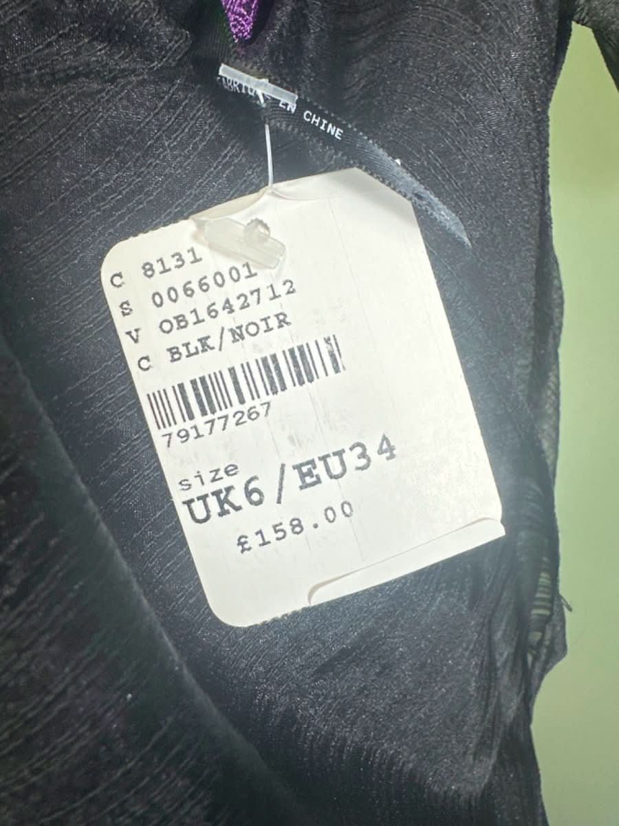 Free People Black Puff sleeve bow back Hailey Dress UK 6 - Reliked