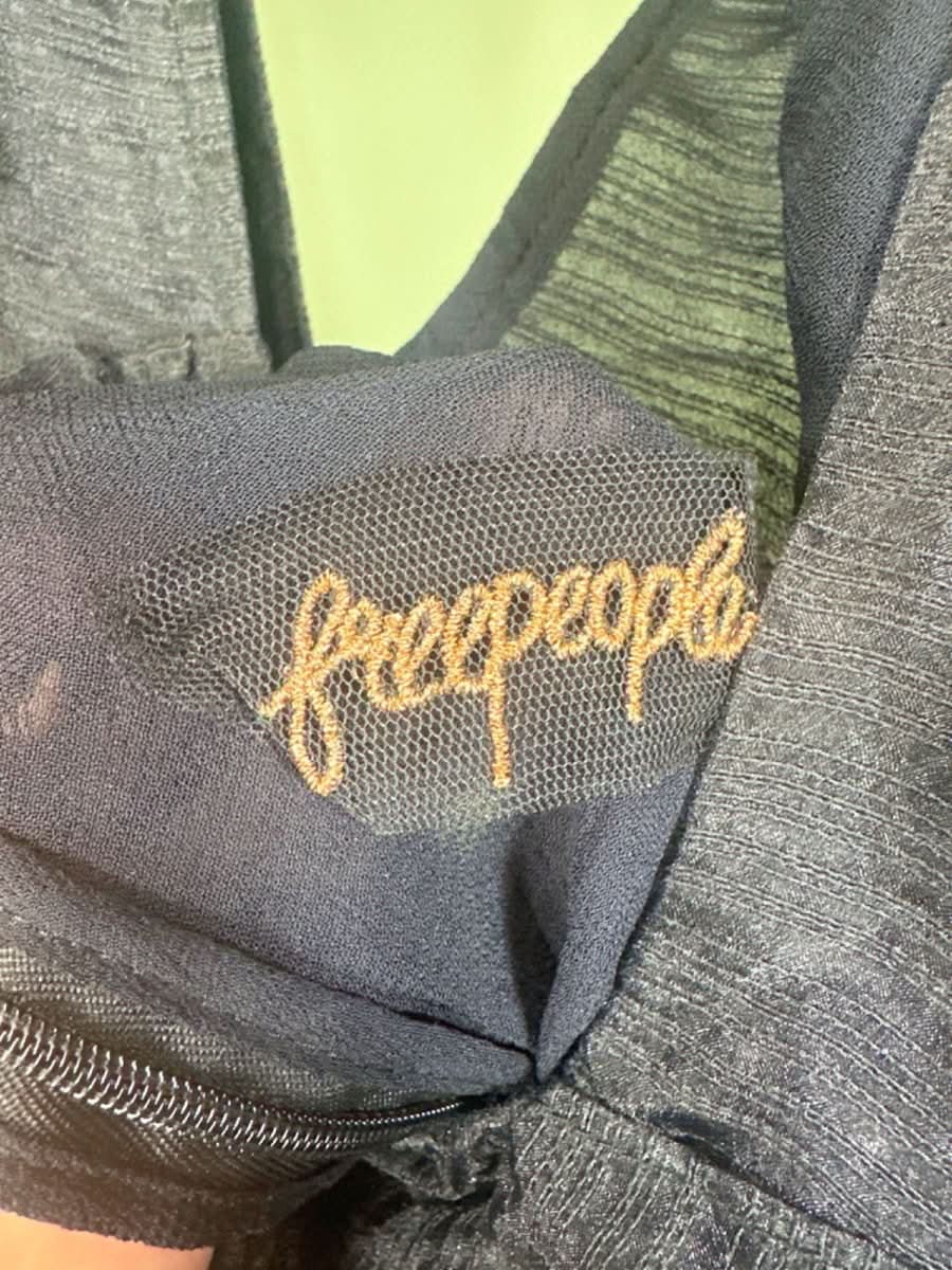 Free People Black Puff sleeve bow back Hailey Dress UK 6 - Reliked