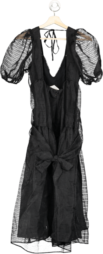 Free People Black Puff sleeve bow back Hailey Dress UK 6 - Reliked