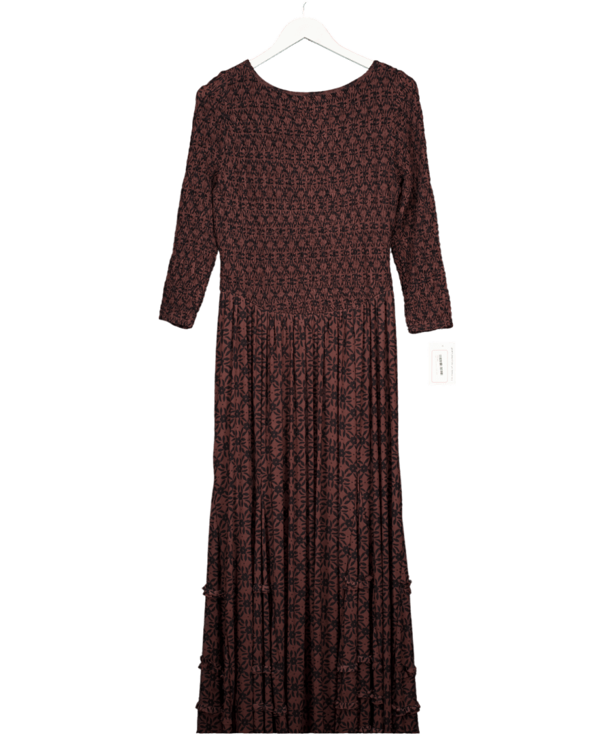 Free People Brown Its Fate Midi Dress UK L - Reliked