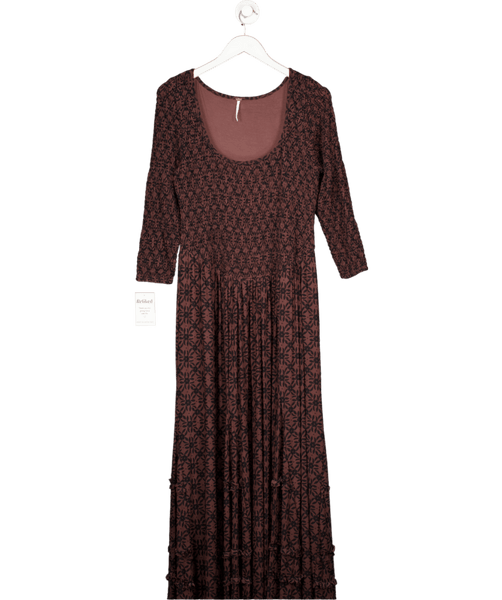 free people its fate midi dress Free People Brown Its Fate Midi Dress UK L