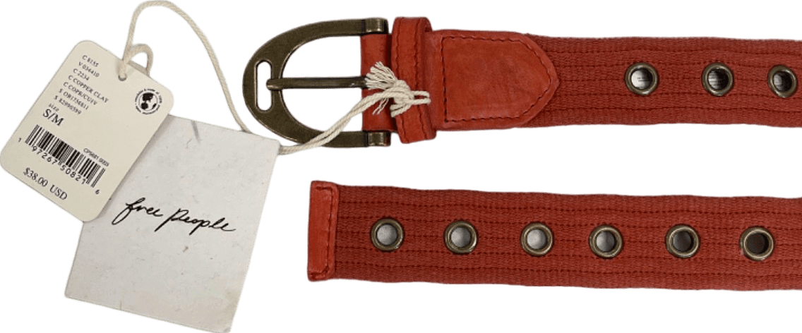 Free People Clay Red Eyelet Belt S/M - Reliked