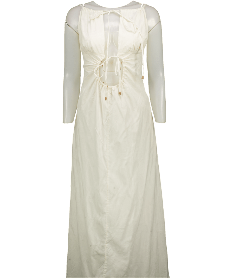 Free People Cream Cut Out Halter Midi Dress UK M - Reliked